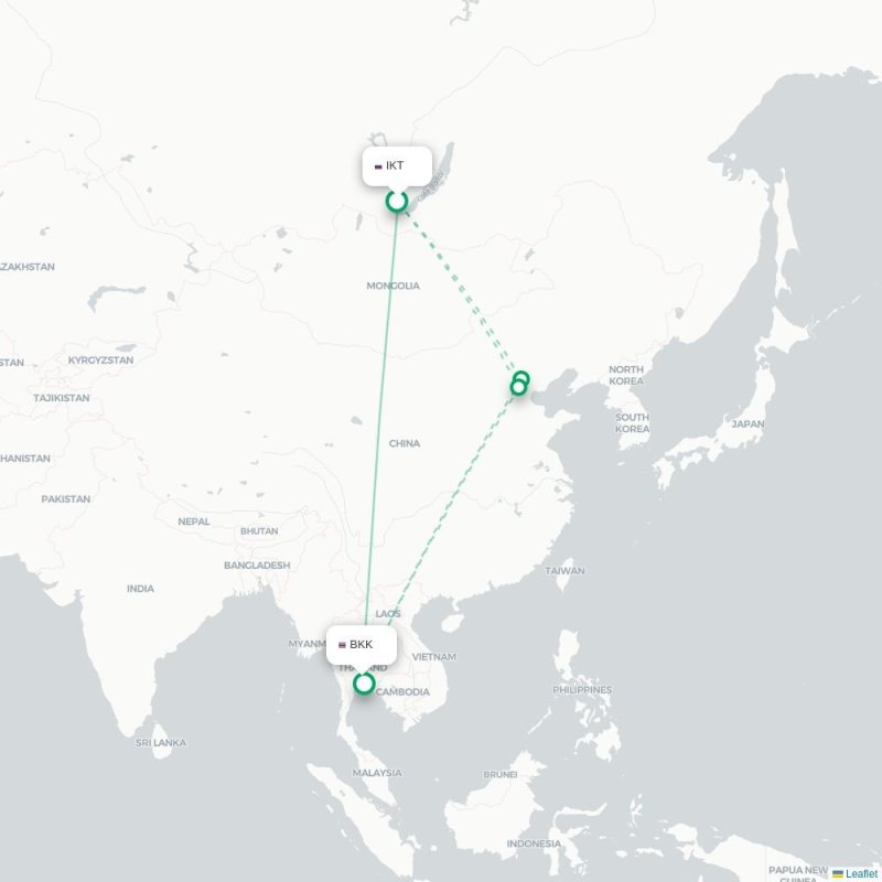 IKT - BKK route map