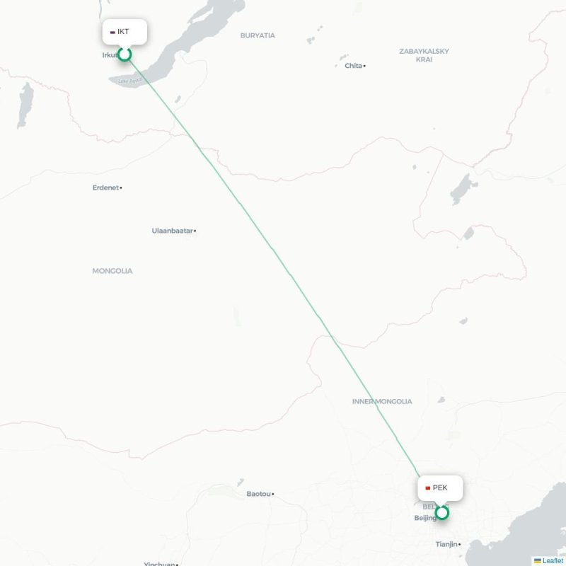 IKT - PEK route map