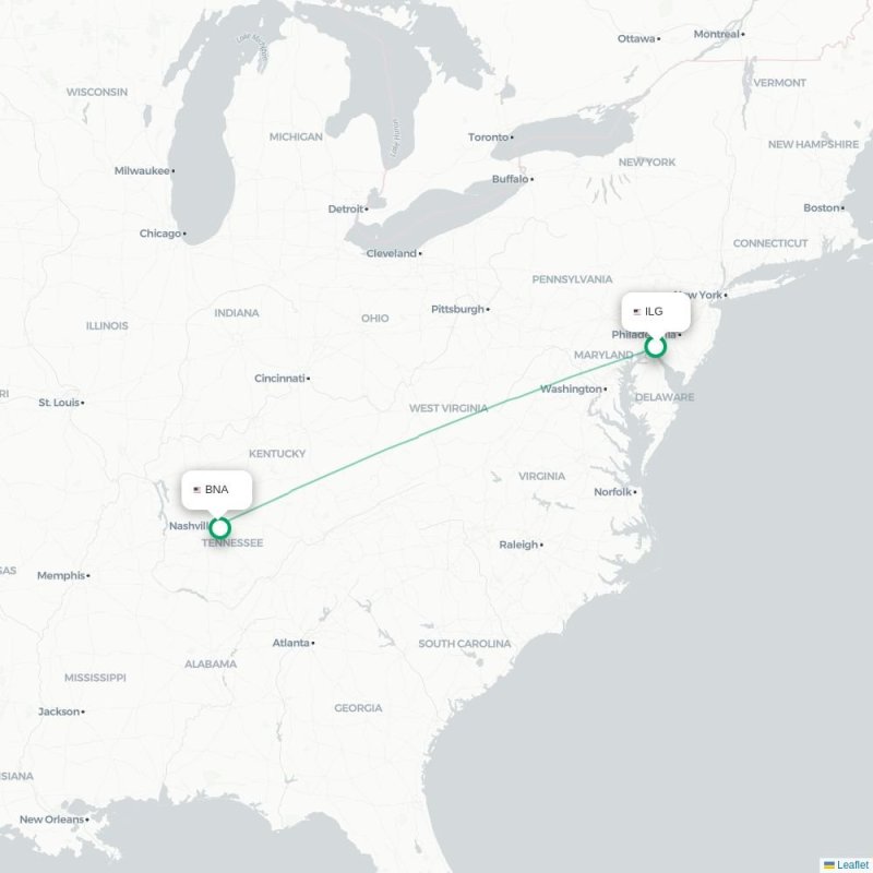 ILG - BNA route map
