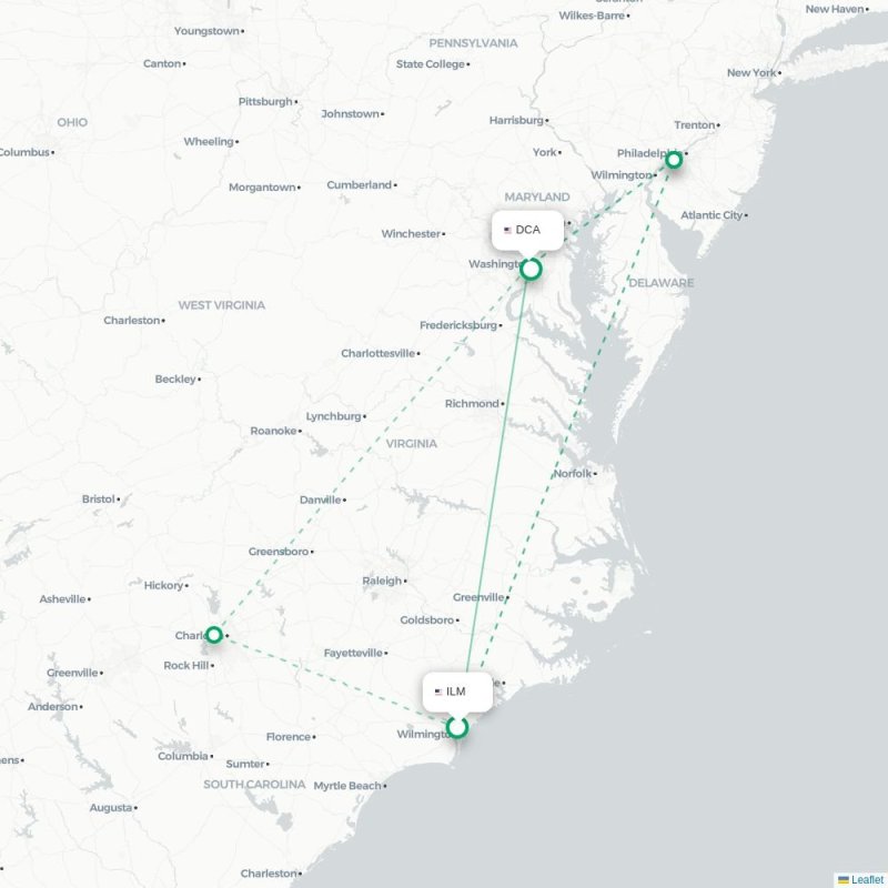 ILM - DCA route map