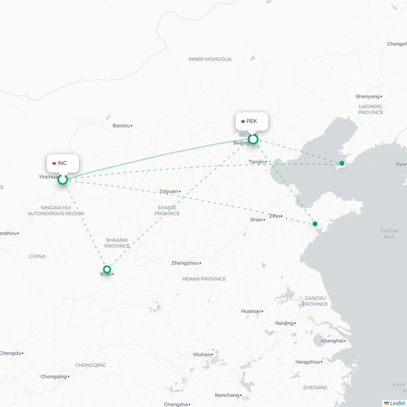 INC - PEK route map