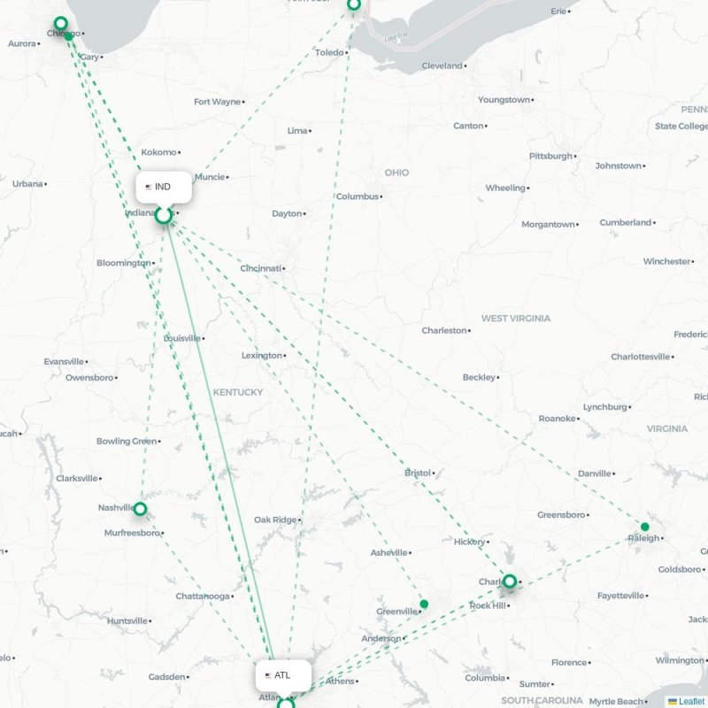 IND - ATL route map
