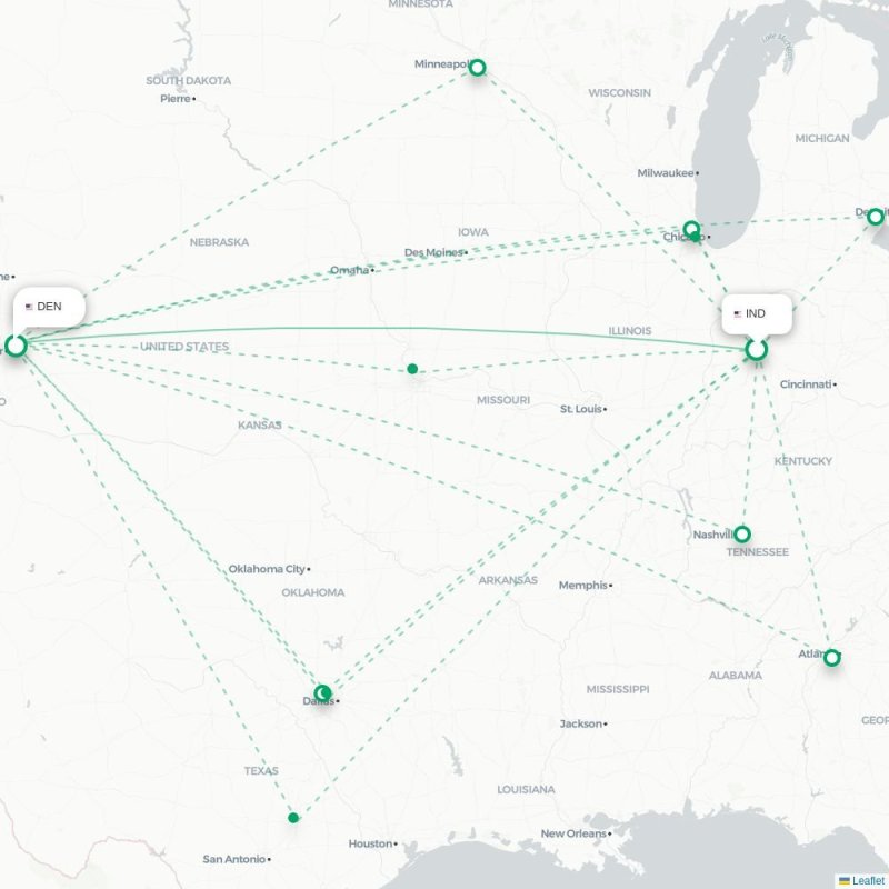 IND - DEN route map