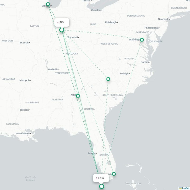 IND - EYW route map