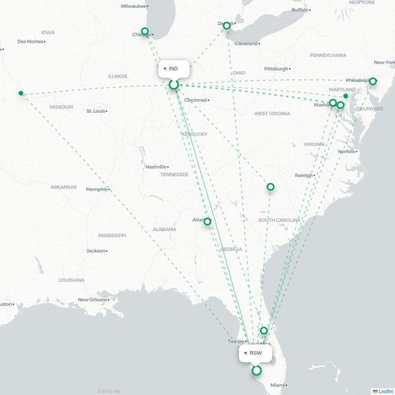 IND - RSW route map