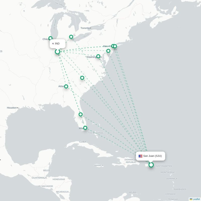 IND - SJU route map
