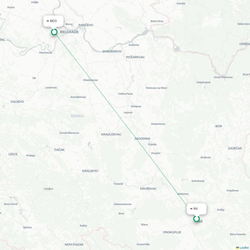 INI - BEG route map