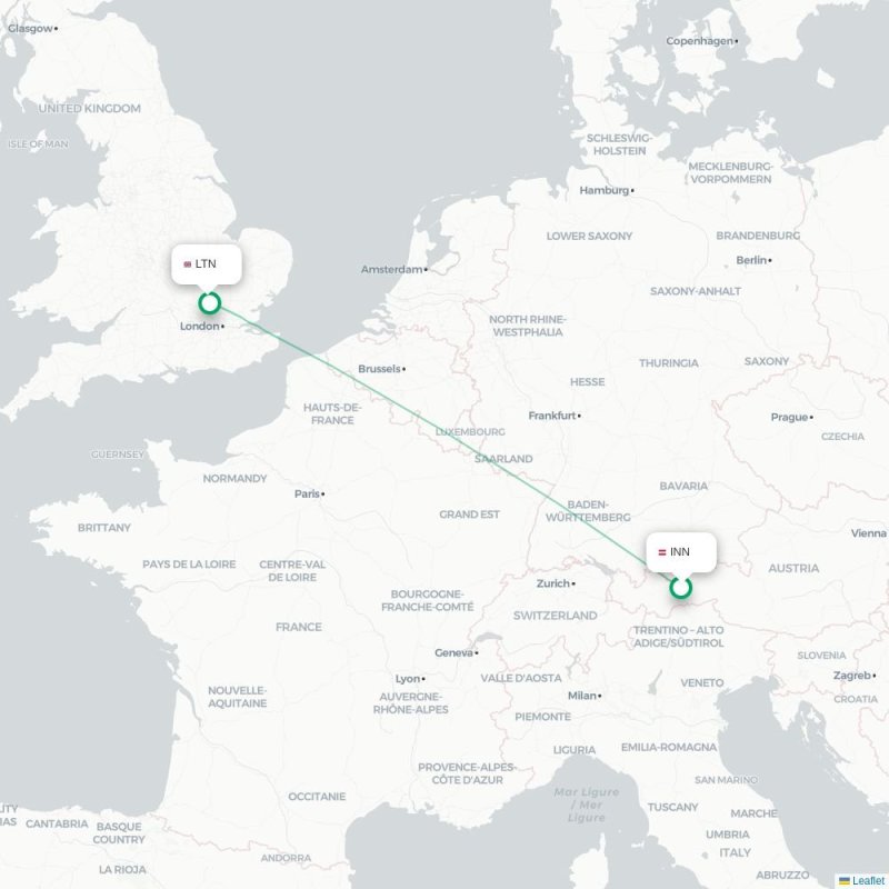 INN - LTN route map