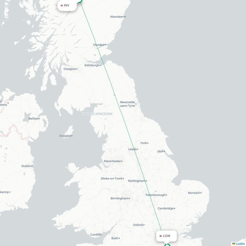 INV - LGW route map