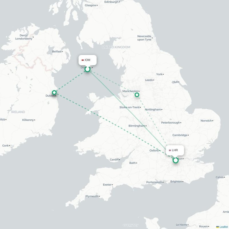 IOM - LHR route map