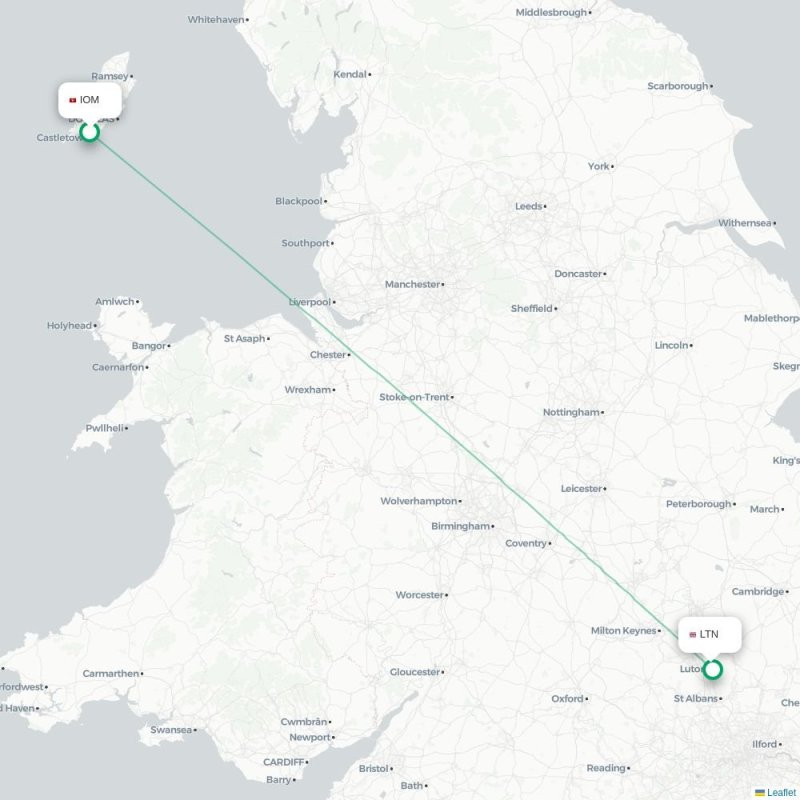IOM - LTN route map
