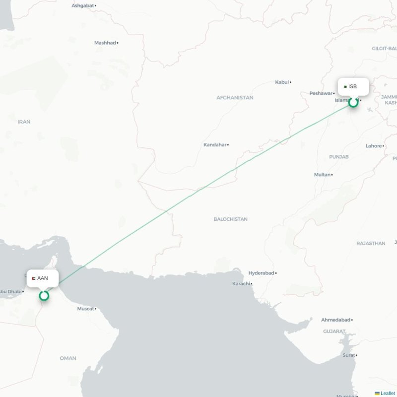 ISB - AAN route map