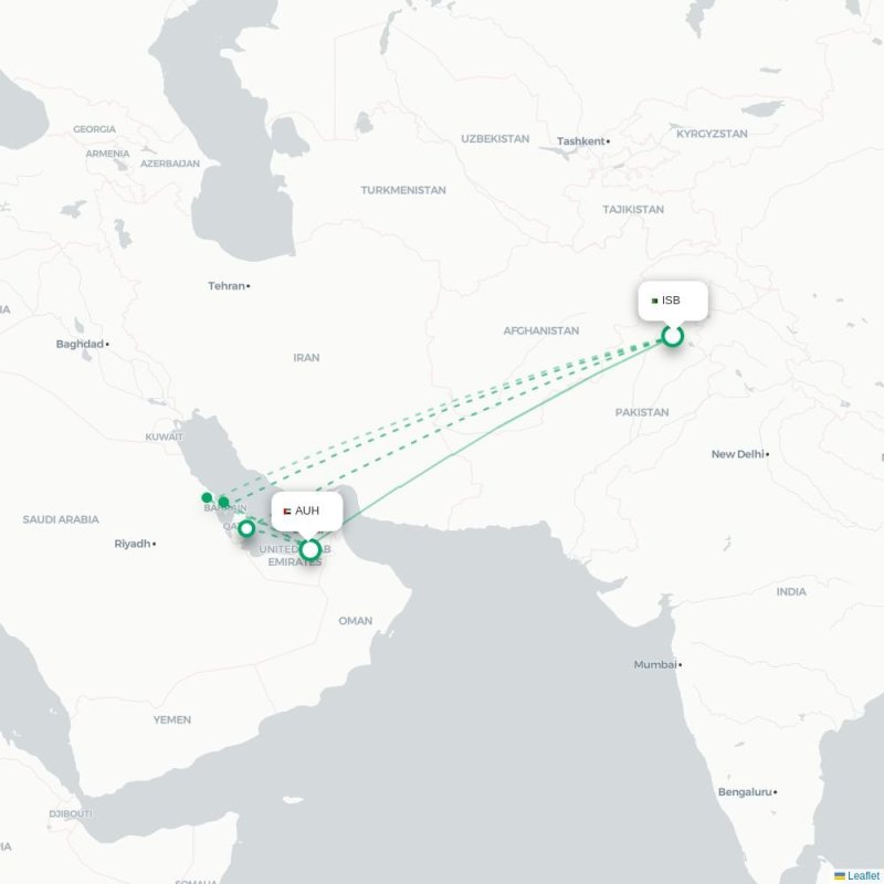 ISB - AUH route map