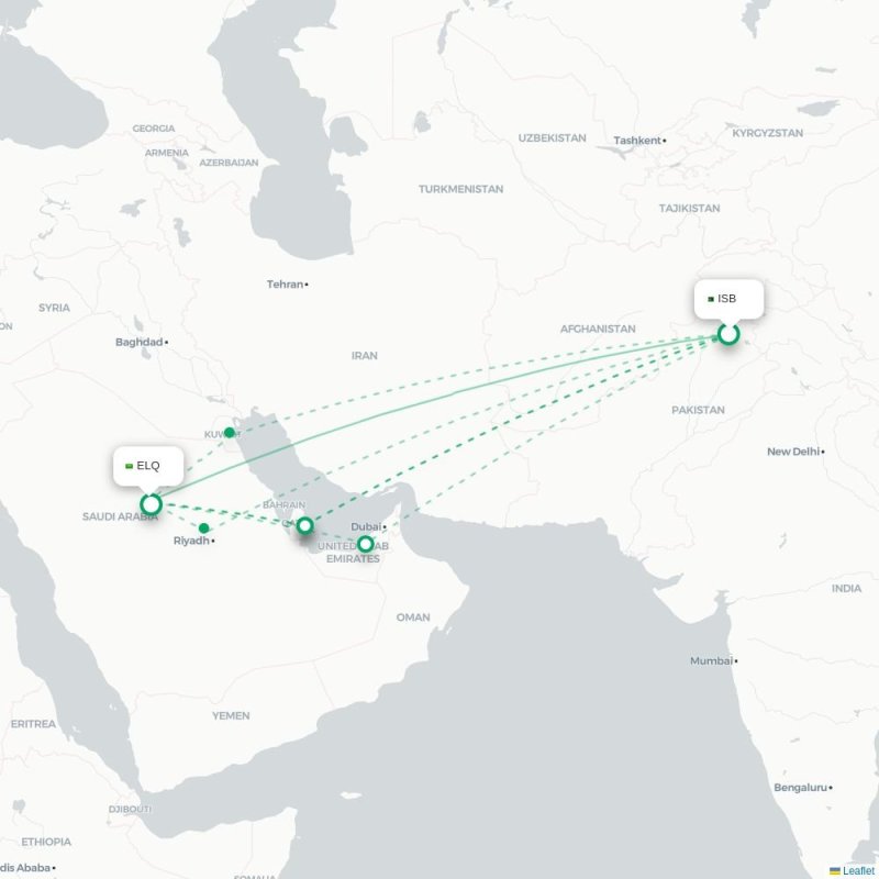 ISB - ELQ route map