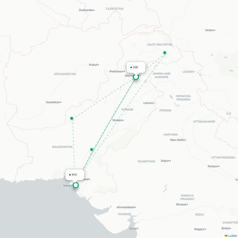 ISB - KHI route map