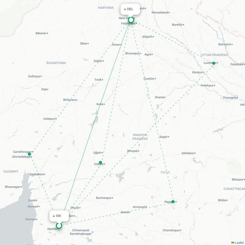 ISK - DEL route map