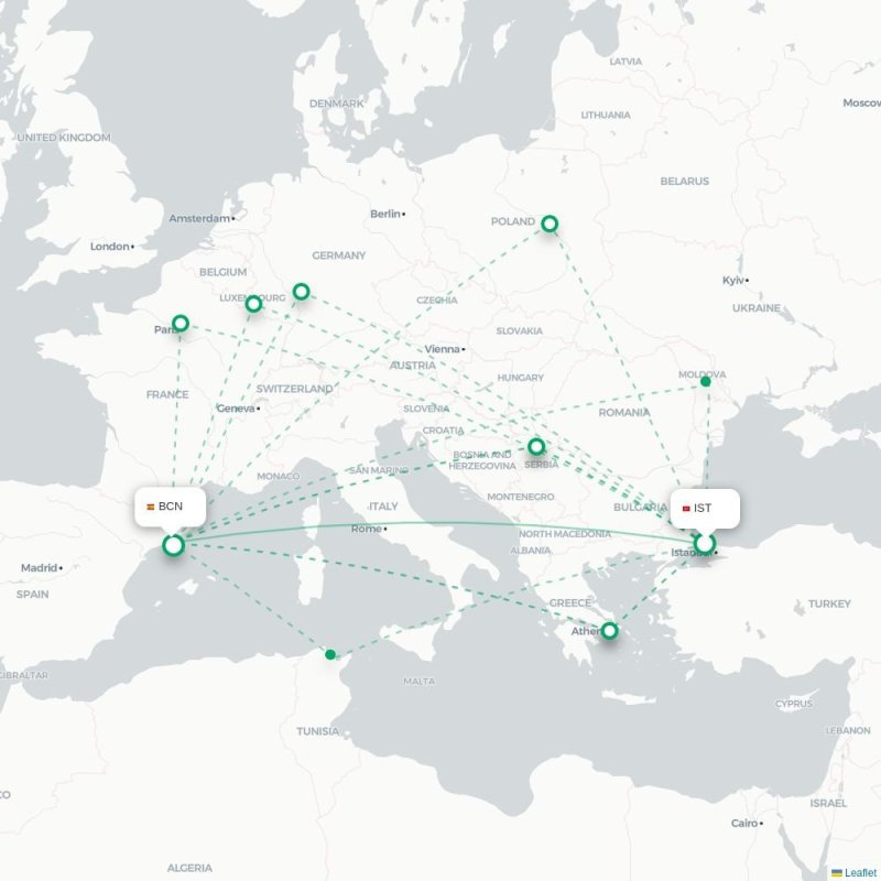 IST - BCN route map