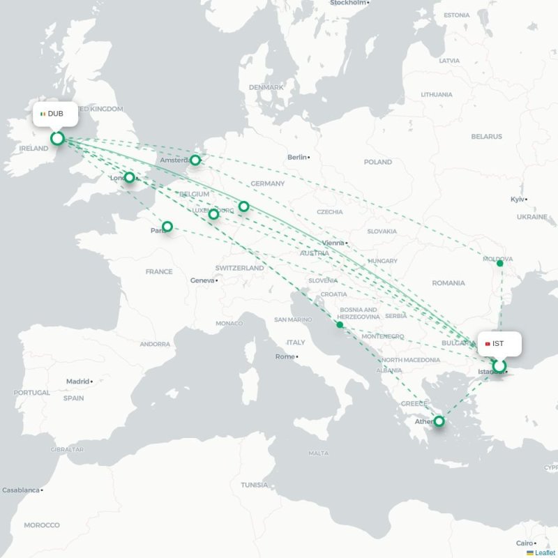 IST - DUB route map