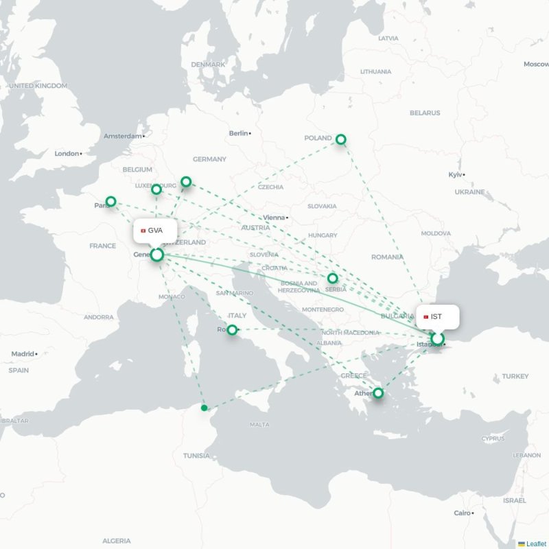 IST - GVA route map