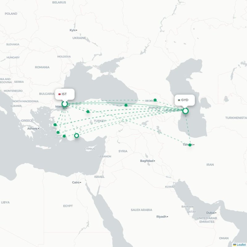 IST - GYD route map