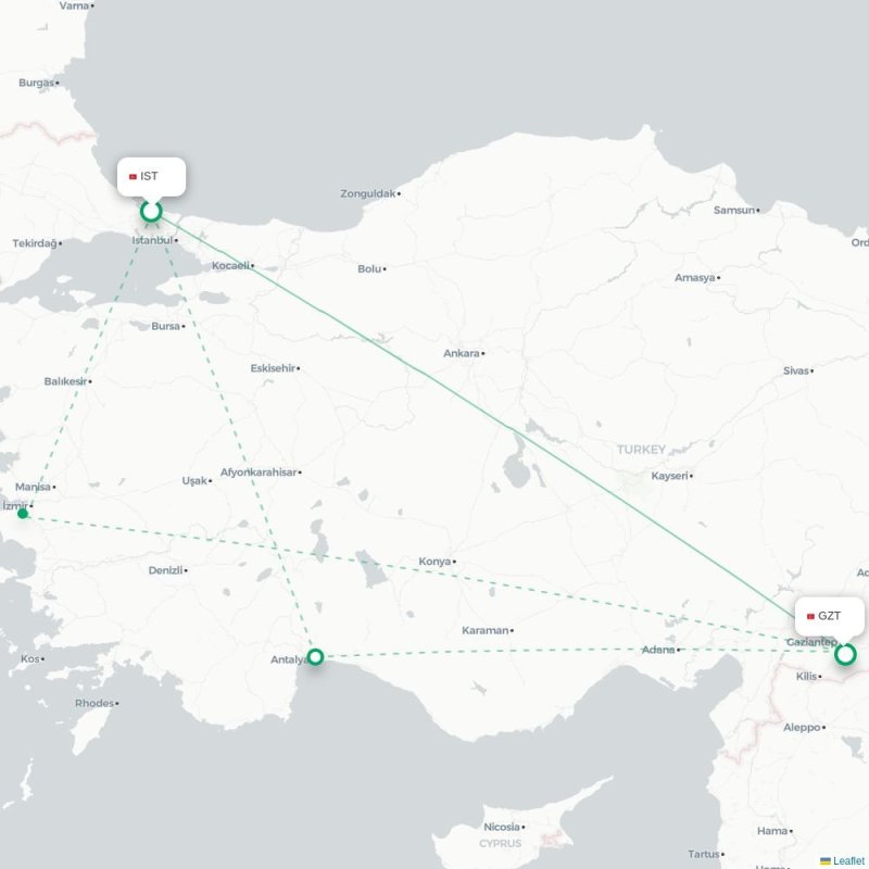 IST - GZT route map