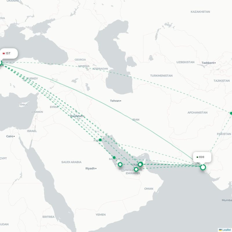 IST - KHI route map