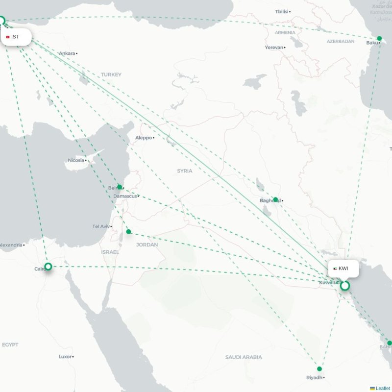 IST - KWI route map