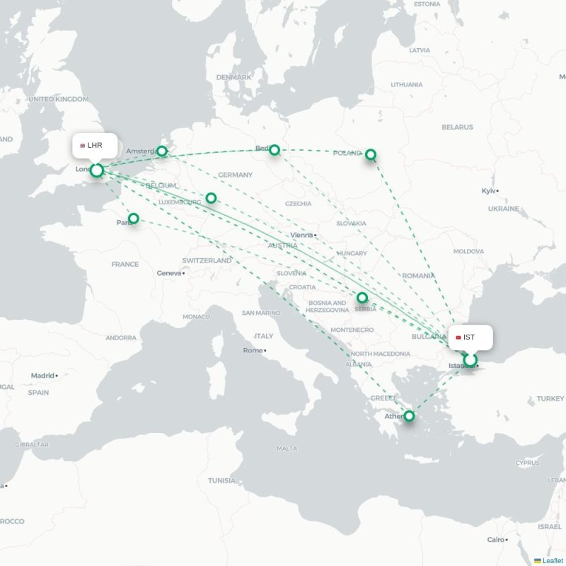 IST - LHR route map