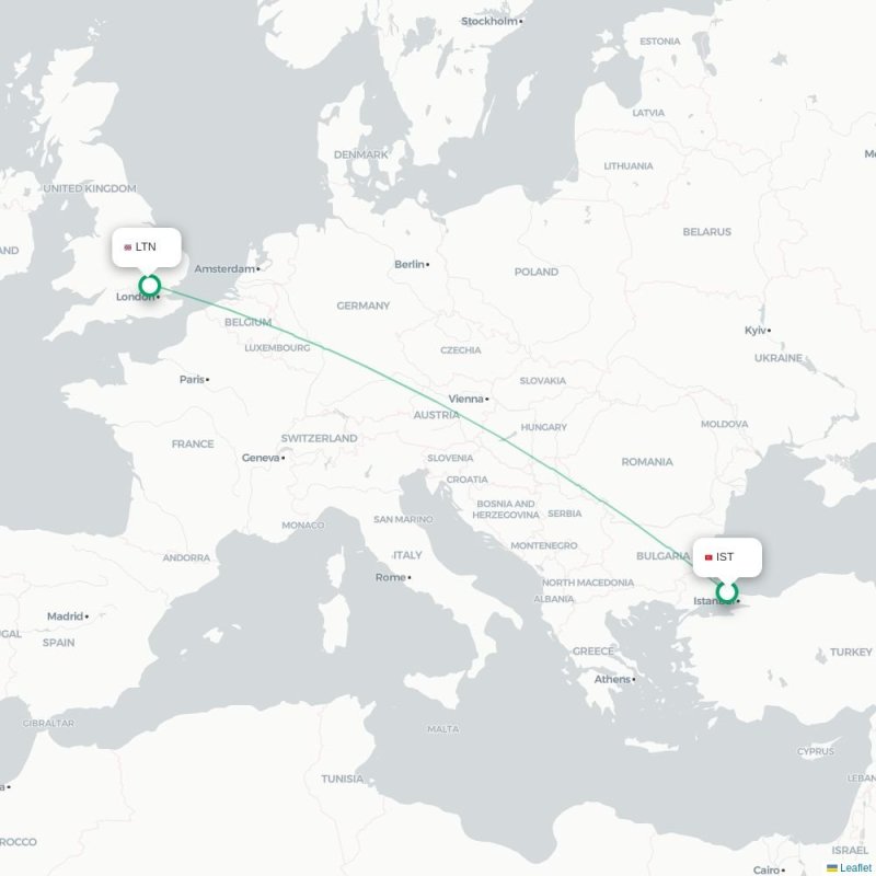 IST - LTN route map
