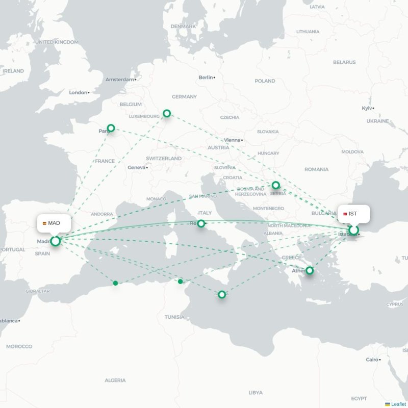 IST - MAD route map