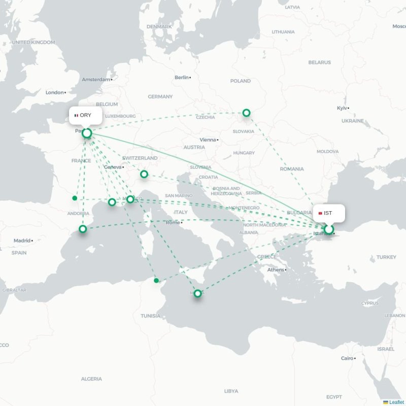 IST - ORY route map