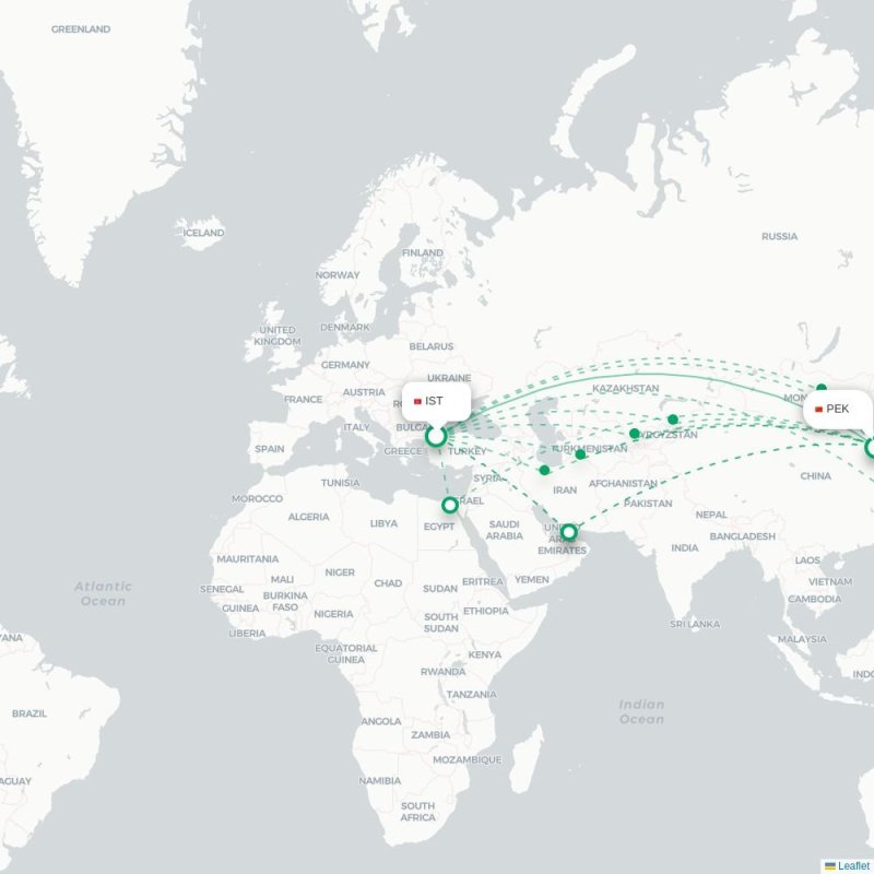 IST - PEK route map