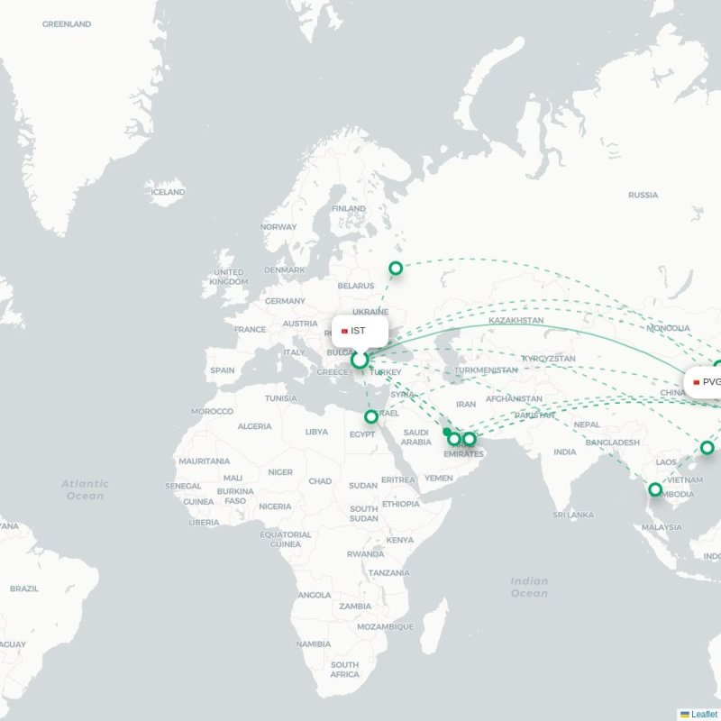 IST - PVG route map