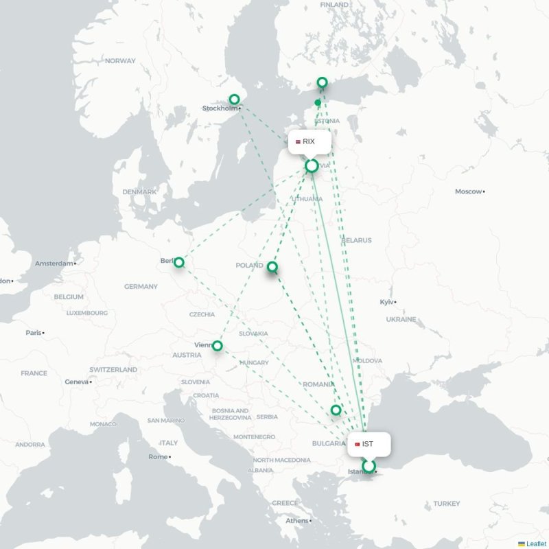 IST - RIX route map