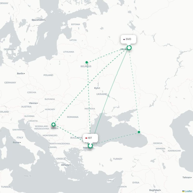 IST - SVO route map