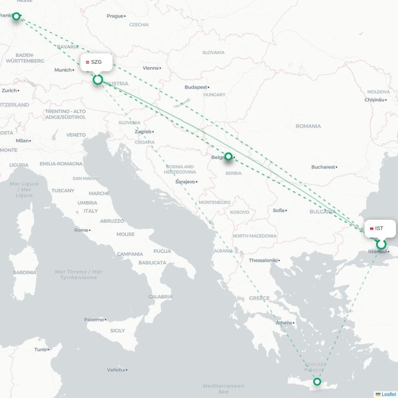IST - SZG route map
