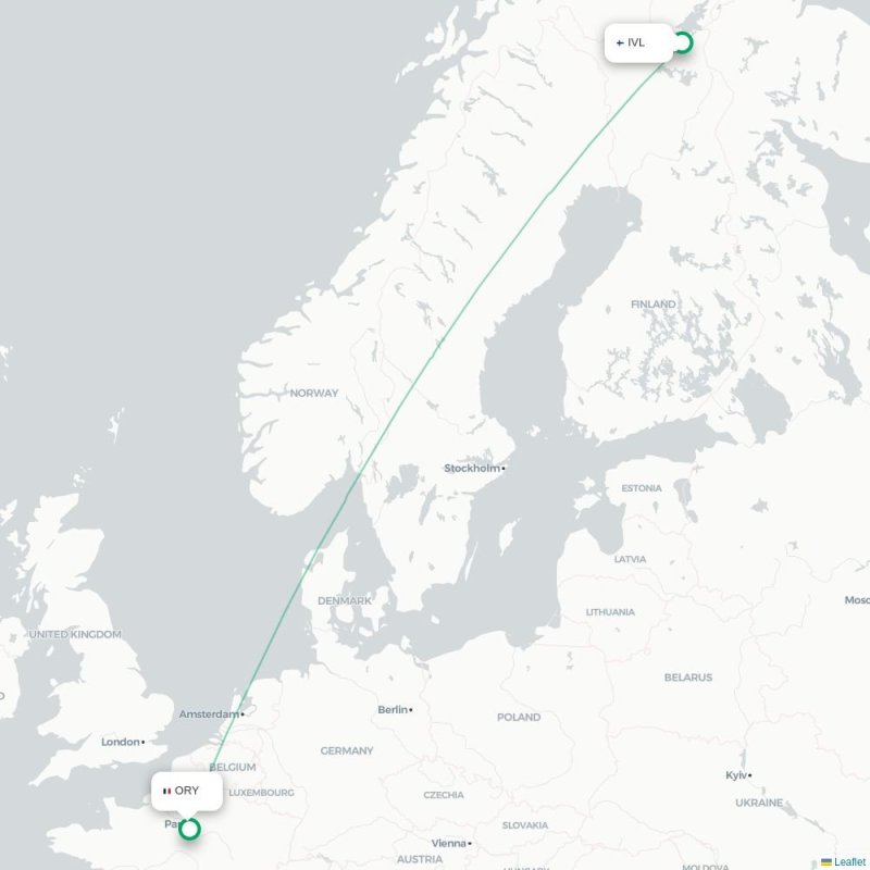 IVL - ORY route map