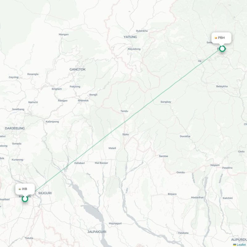 IXB - PBH route map