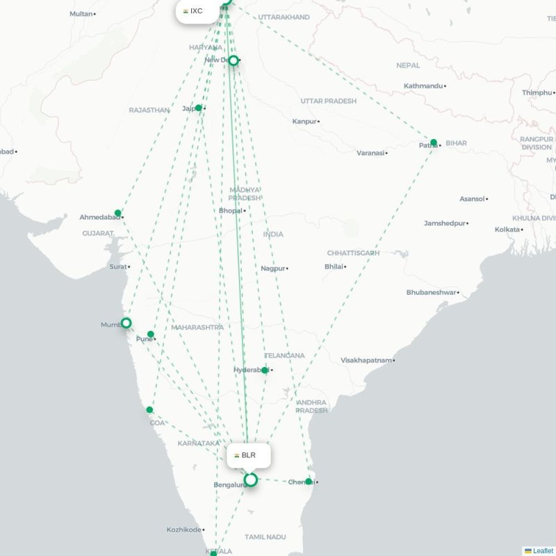 IXC - BLR route map