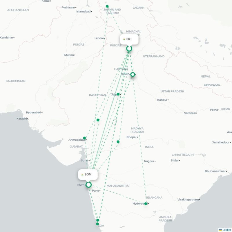 IXC - BOM route map