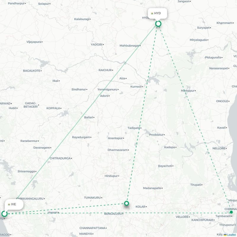 IXE - HYD route map
