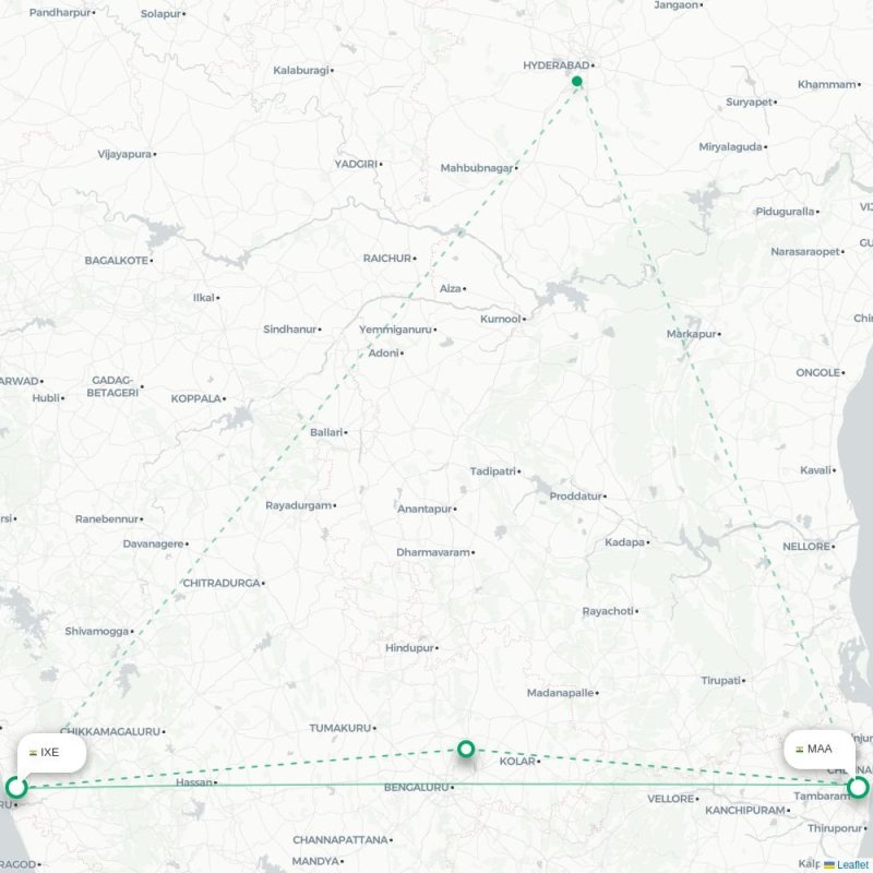 IXE - MAA route map