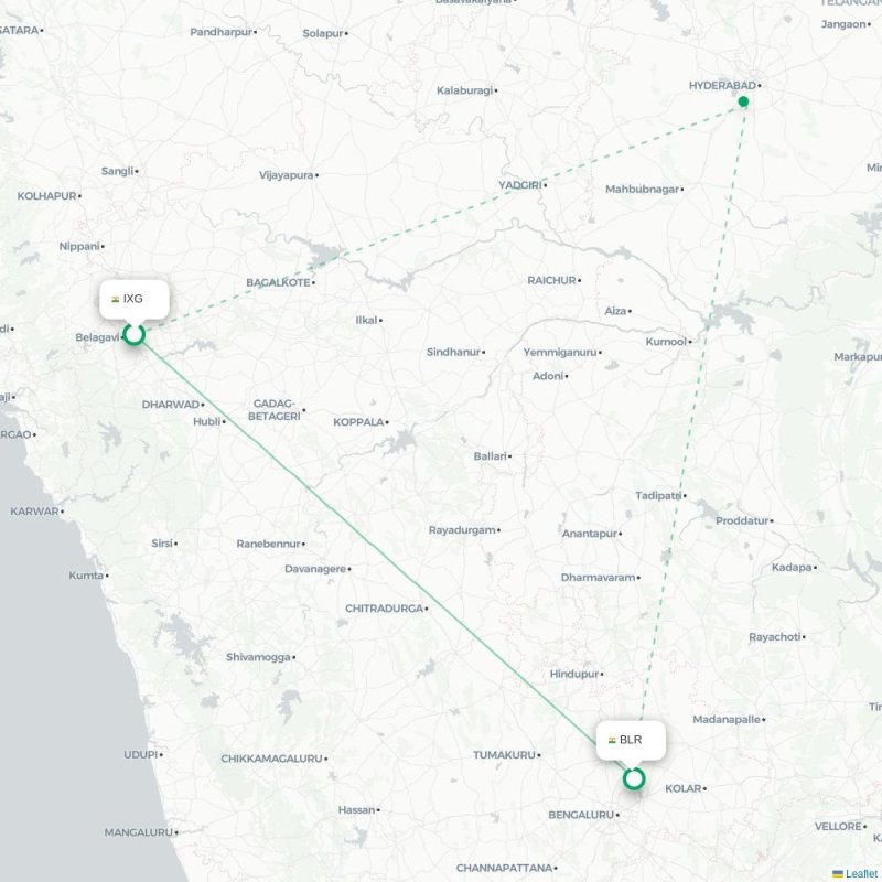 IXG - BLR route map