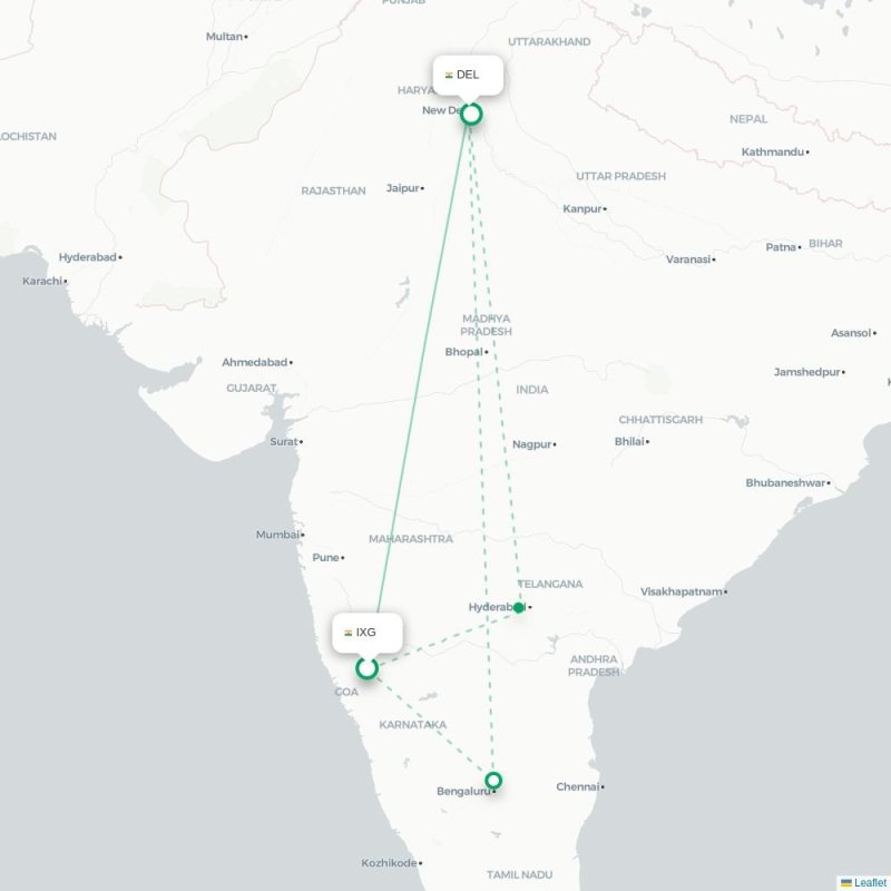 IXG - DEL route map