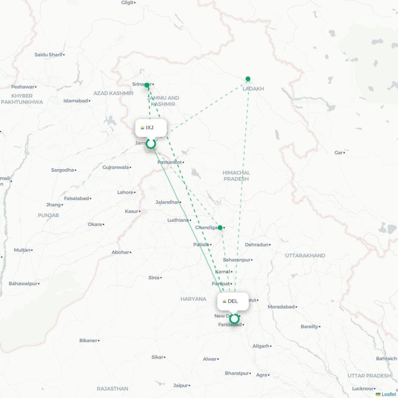 IXJ - DEL route map
