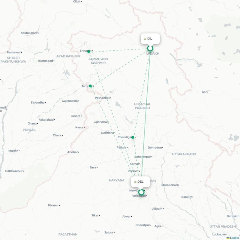 IXL - DEL route map