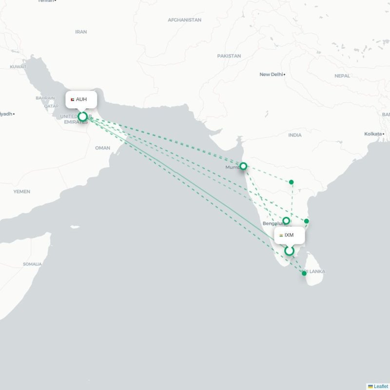 IXM - AUH route map