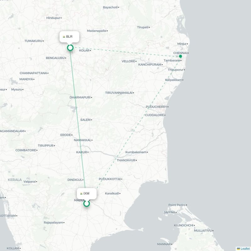 IXM - BLR route map