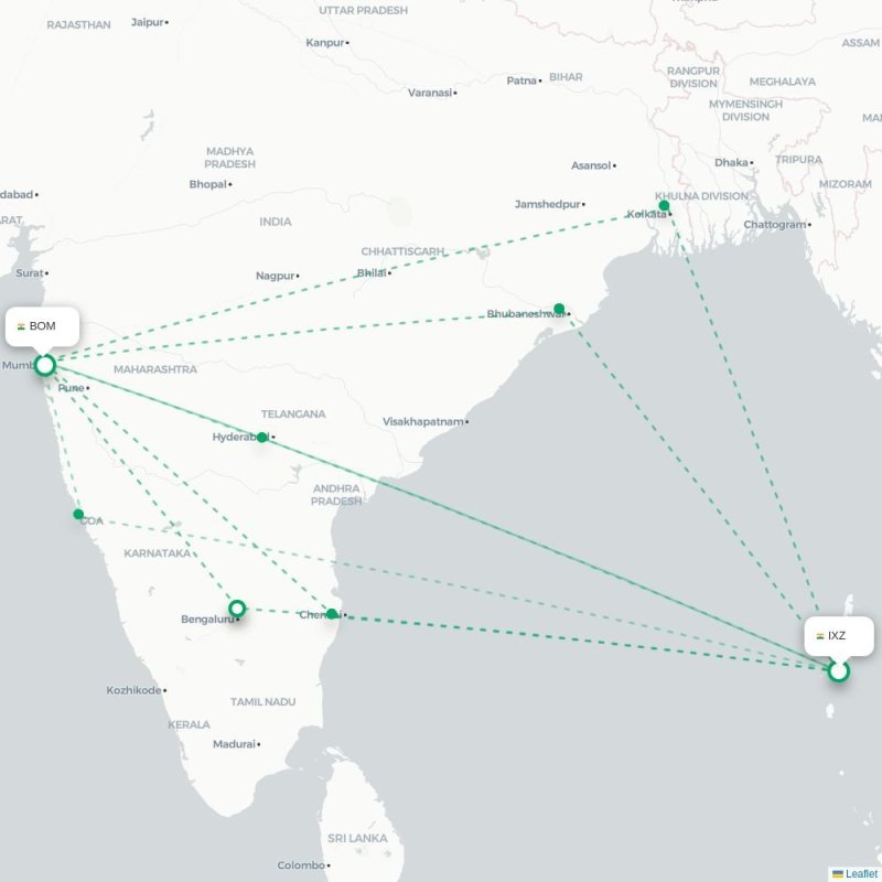 IXZ - BOM route map