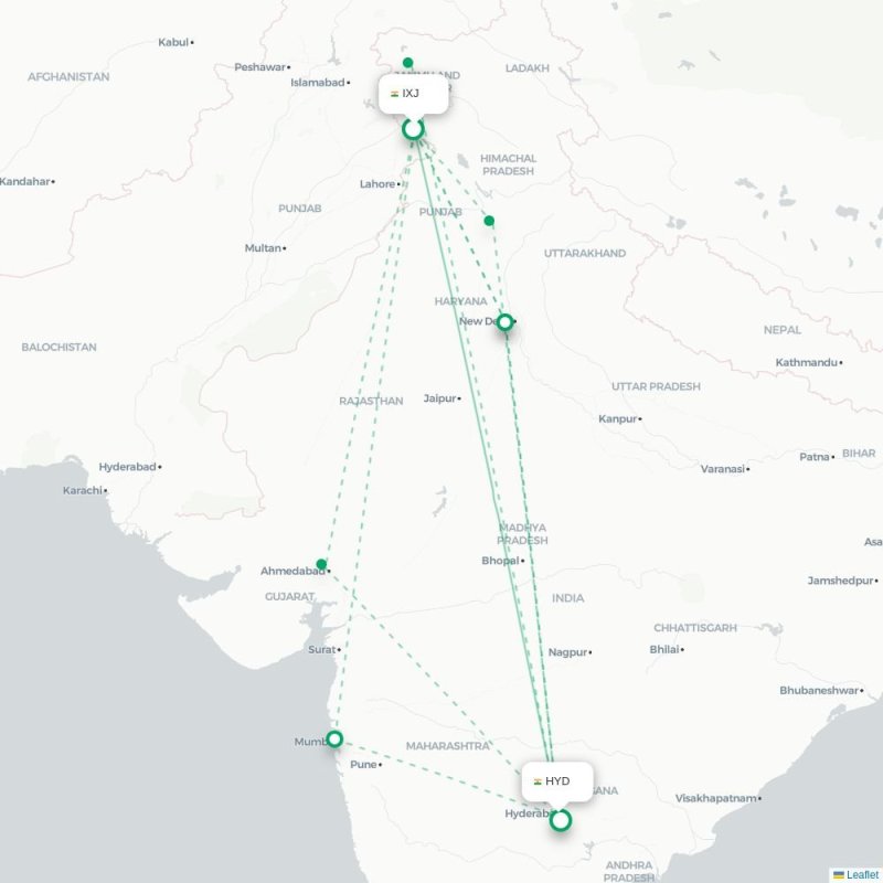 IXZ - HYD route map